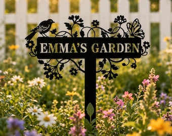 Personalized Metal Garden Sign, Custom Family Name Yard Decor, Outdoor Garden Stake, Farmhouse Landscape Sign, Gift Idea