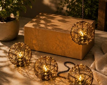 Lámparas colgantes solares tipo globo para exteriores, faroles decorativos de alambre en forma de esfera para jardín, porche, patio, terraza, iluminación ambiental romántica.
