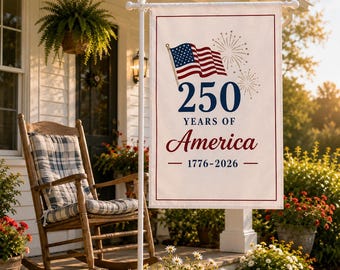Vintage Americana Garden Flag, Patriotic Porch Decor, USA Outdoor Yard Banner, Fourth of July Farmhouse Decoration
