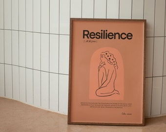 Résilience, affiche de résilience, impression de définition de résilience, art de mur de résilience, art de mur de bureau à la maison, décor de bureau, impression d'art de bureau