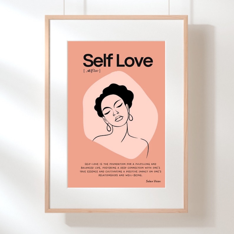 Art Celebrating Self-Love. Self love definition print self love wall art definition print home decor printable wall art image 1