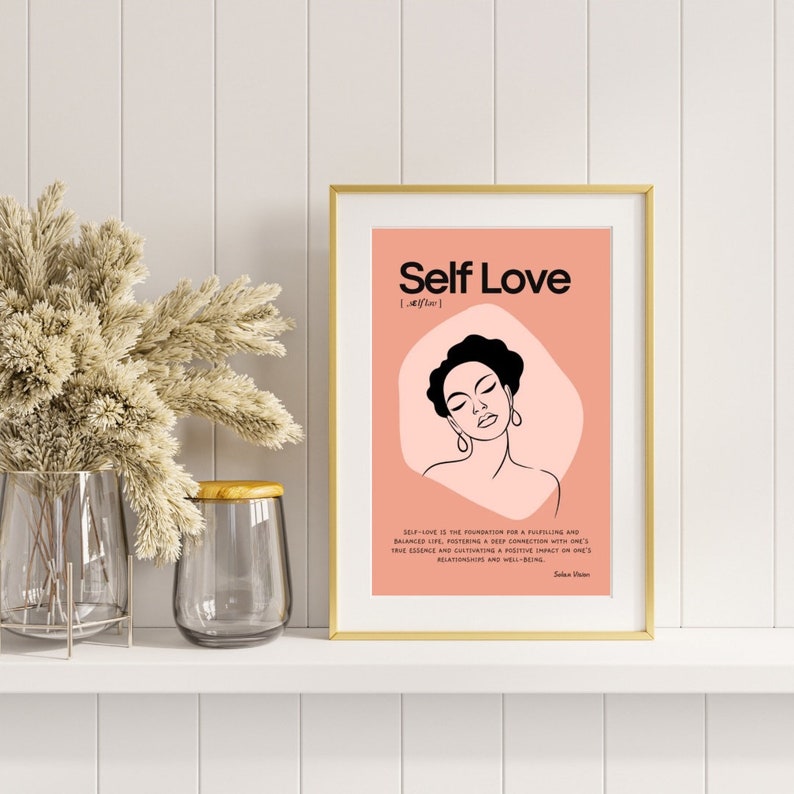 Art Celebrating Self-Love. Self love definition print self love wall art definition print home decor printable wall art image 5