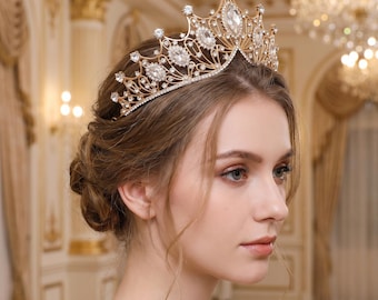 Rhinestone Bridal Crown Tiara Crystal Baroque Crown Headpiece Vintage Wedding Tiara Pageant Queen Crown for Bride Gift Wedding Accessory