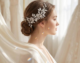 Crystal Rhinestone Bridal Headband Pearl Wedding Hair Accessories for Bride Elegant Bridal Headpiece Gift for Bridesmaid Bride Hair