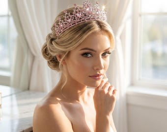 Vintage Baroque Crystal Tiara: Rhinestone Bridal Crown for Weddings, Birthdays