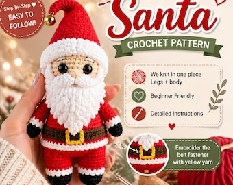 Haakpatroon kerstman Amigurumipop pdf Gemakkelijke beginners kerstknuffel DIY-zelfstudie – AsunaDigital