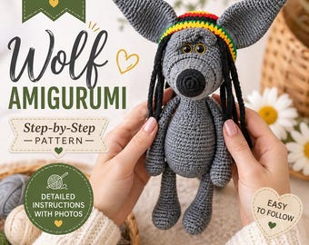 Gehaakt amigurumi-patroon wolf pdf Eenvoudige stap voor stap zelfstudie, geschikt voor beginners