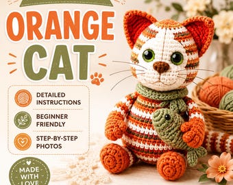 Haakpatroon oranje kat amigurumi