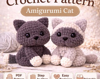 Gehaakt kattenpatroon Amigurumi kat pdf Gemakkelijke knuffel voor beginners