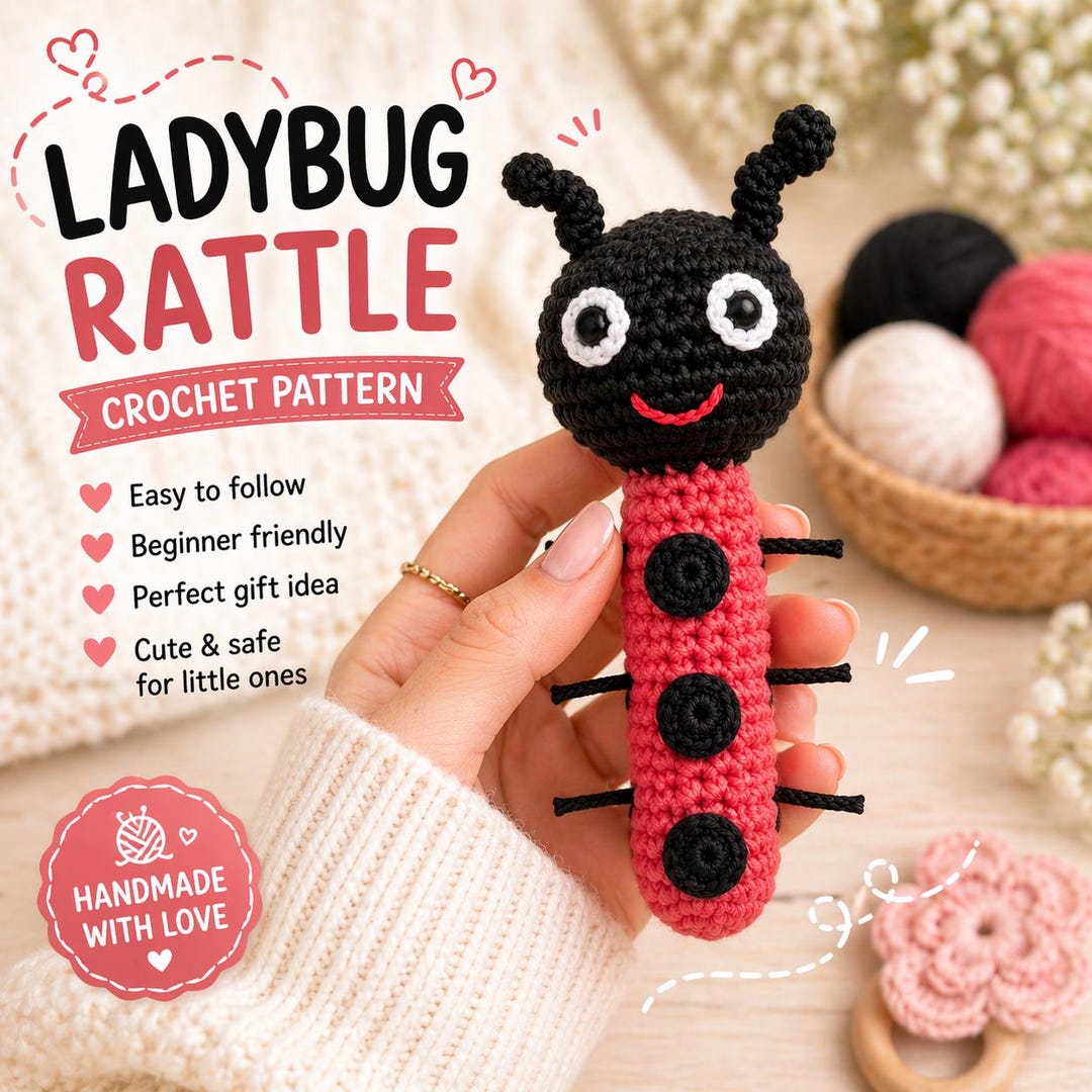 Ladybug Rattle Crochet Pattern Ladybug Rattle Crochet Pattern | Amigurumi Baby Toy PDF | Beginner ...