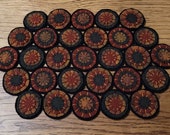 Farmhouse Primitive fall wool penny rug candle mat wool candle mat mug rug farmhouse primitive decor primitive farmhouse penny mat runner