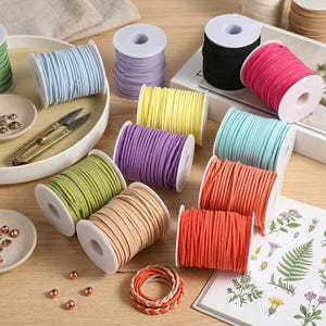 2rolls Faux Suede Cord for Jewelry Making, Braided Leather Style Crafting String for DIY Bows and Hanging Tags