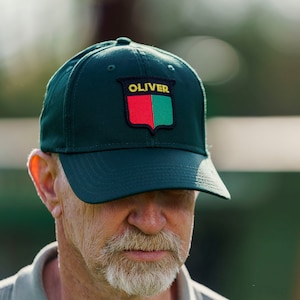 Oliver Tractor Logo Hat, green, vintage split-shield logo