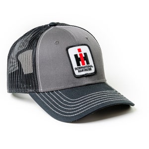 International Harvester IH Tractor Logo Hat, Gray with Black Mesh Back