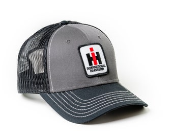 International Harvester IH Tractor Logo Hat, Gray with Black Mesh Back