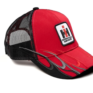 IH International Harvester Tractor Logo Hat, Red Flame