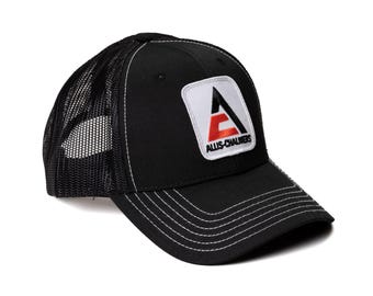 Allis Chalmers Tractor Logo Hat, New Logo, Black Mesh, Choose Adult or Youth Size
