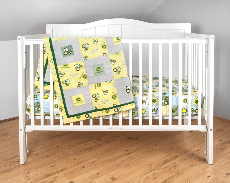 John Deere Tractor Crib Bedding Set Quilt And Sheet For Etsy