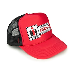 IH Farmall Logo Hat, Red Foam Mesh with Black Mesh Back