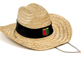 Vintage Oliver Tractor Logo Hat, Straw Cowboy Hat