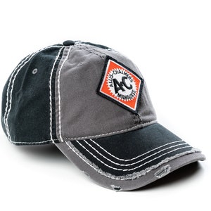 Allis Chalmers Tractor Hat, Vintage Starbust Logo, Distressed Gray and Black