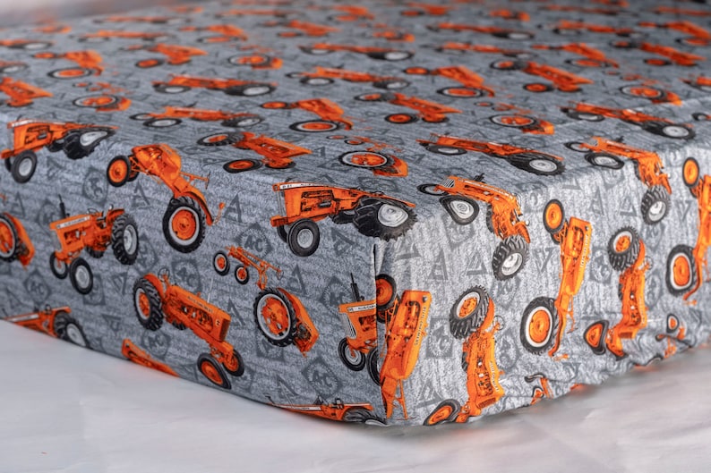 Allis Chalmers Tractor Fitted Crib Sheet Gray Etsy