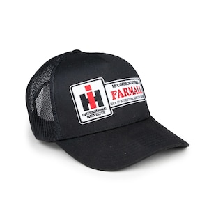IH Farmall Logo Hat, Black Mesh Trucker Style
