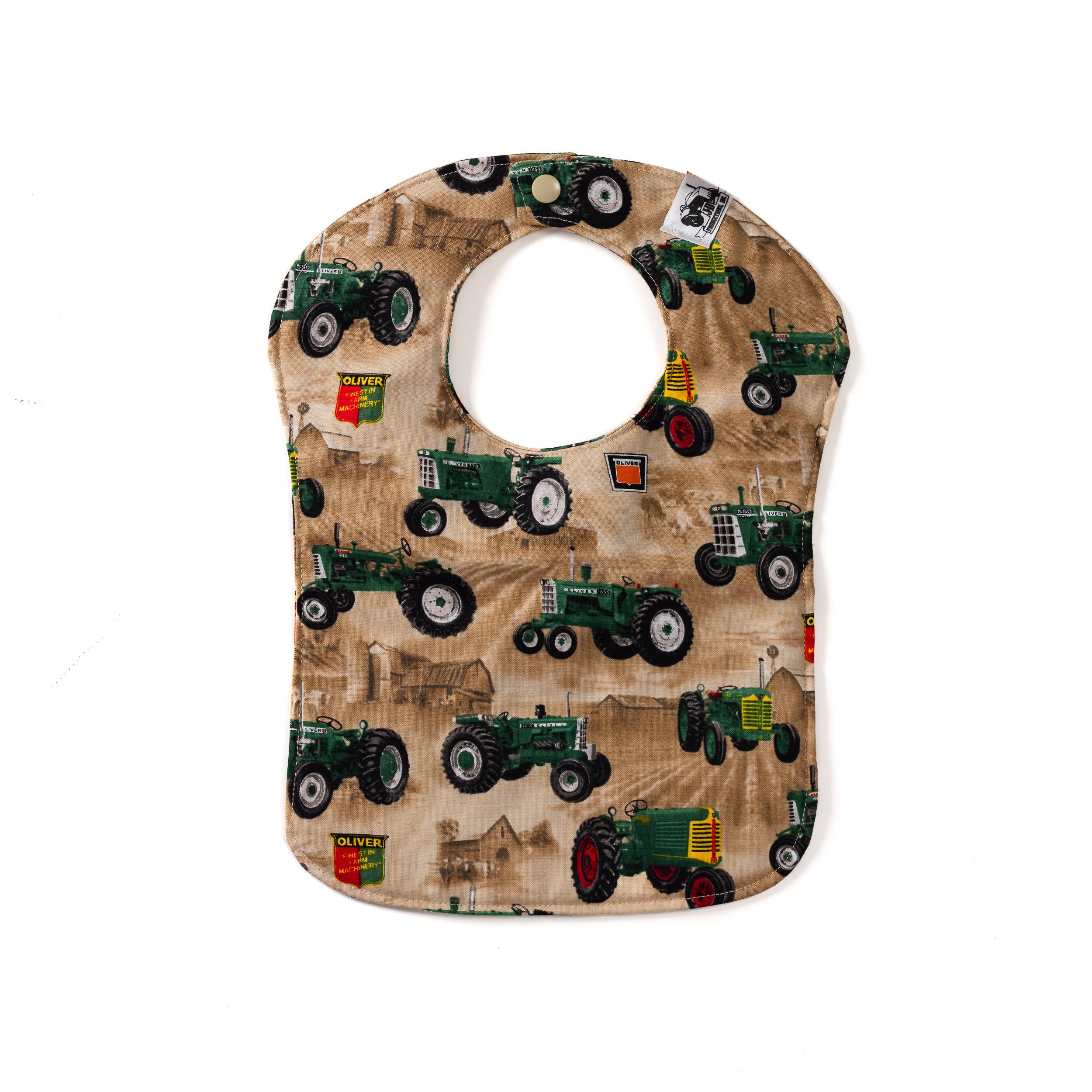 Oliver Tractor Baby Bib, Tan
