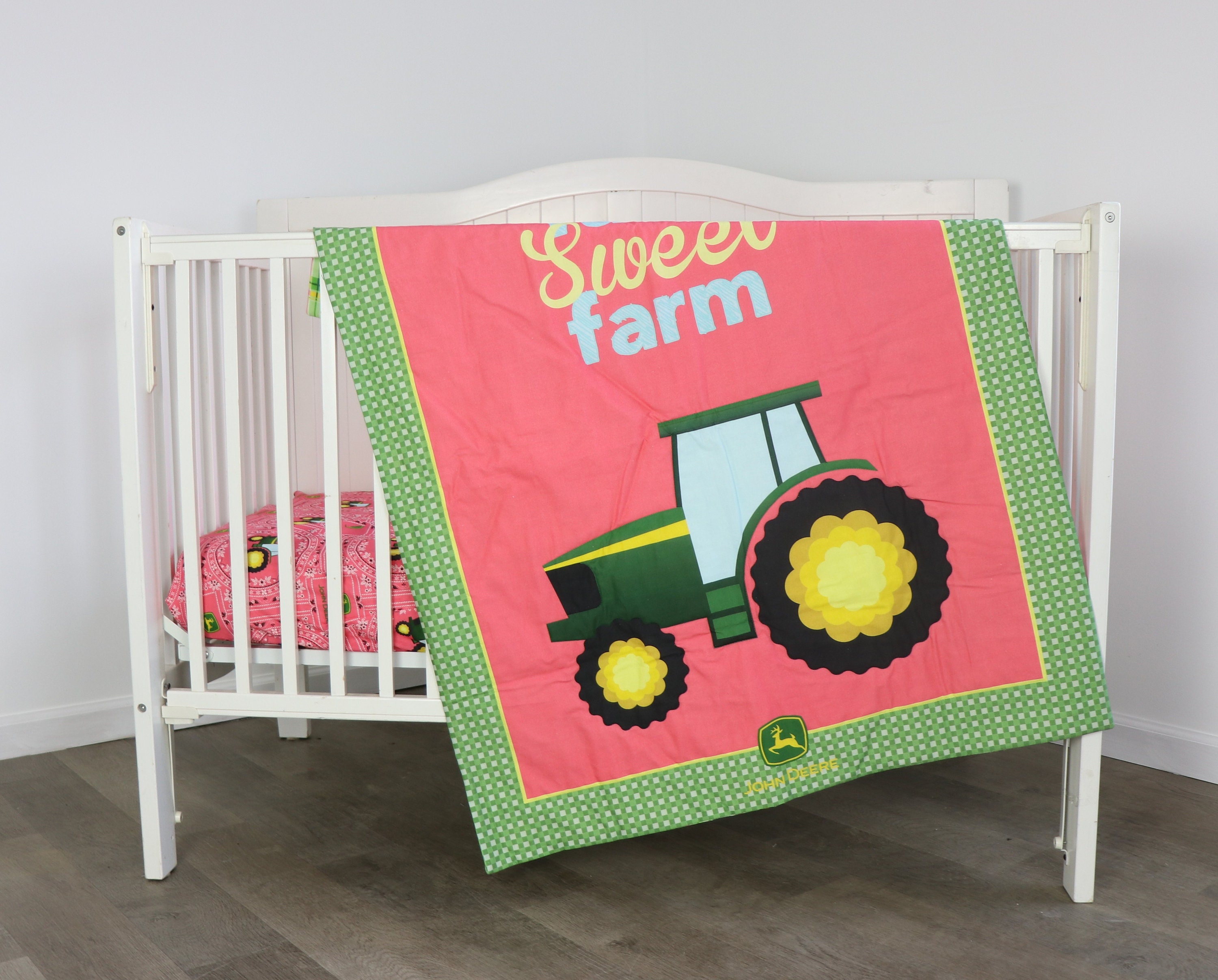 John Deere Tractor Crib Bedding Set: Quilt and Sheet for - Etsy