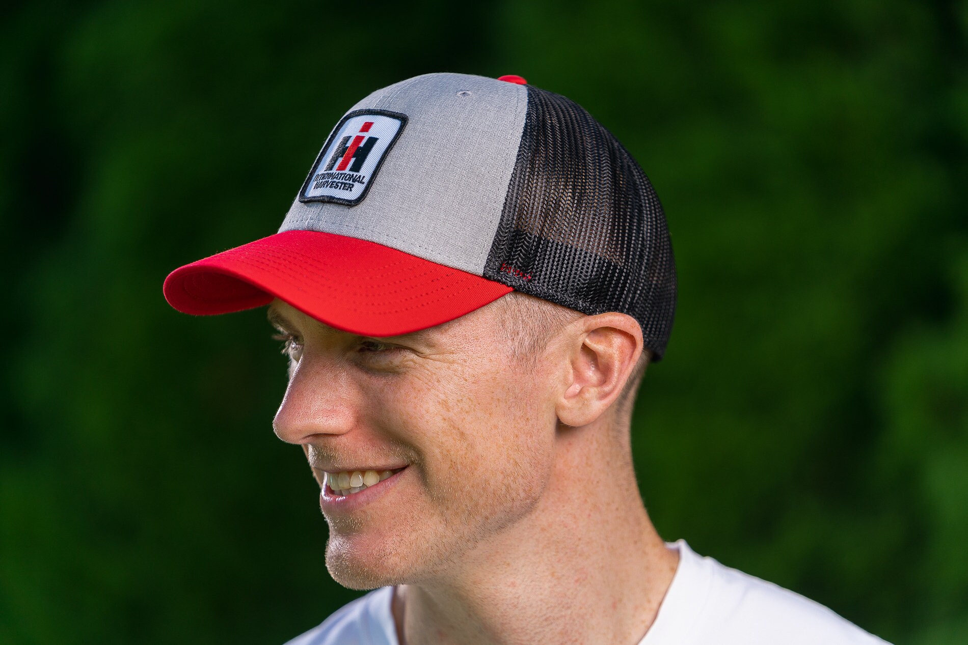 International Harvester IH Logo Hat, Heather Gray With Red Brim and ...
