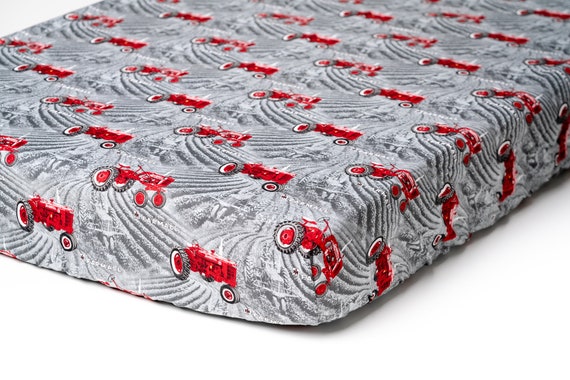 IH Farmall Tractor Crib Bedding Set Quilt and Sheet for Nursery Gray and Red Etsy Canada