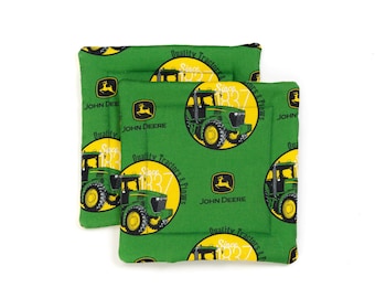 John Deere Tractor Potholders, Set of Two, Green and Yellow, Since 1837