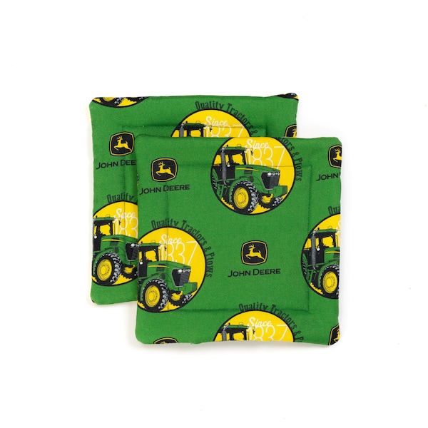 John Deere Tractor Potholders, Set of Two, Green and Yellow, Since 1837