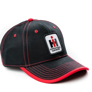 International Harvester IH Logo Hat, Black with Red Accents