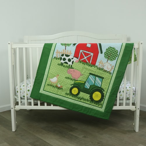John Deere Tractor Crib Bedding Set Quilt and Sheet for Etsy