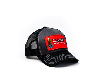 Case Farm Machinery Eagle Logo Hat, gray and black mesh