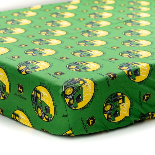 John Deere Tractor Crib Sheet Blue Etsy