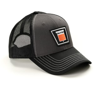Oliver Logo Hat, Gray with Black Mesh Back, Keystone Oliver Emblem
