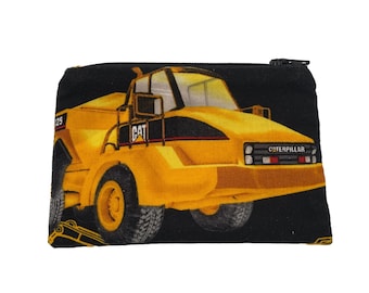 CAT Caterpillar Yard Dump Truck Zip Pouch: Cash, change, credit cards, gift cards, etc.