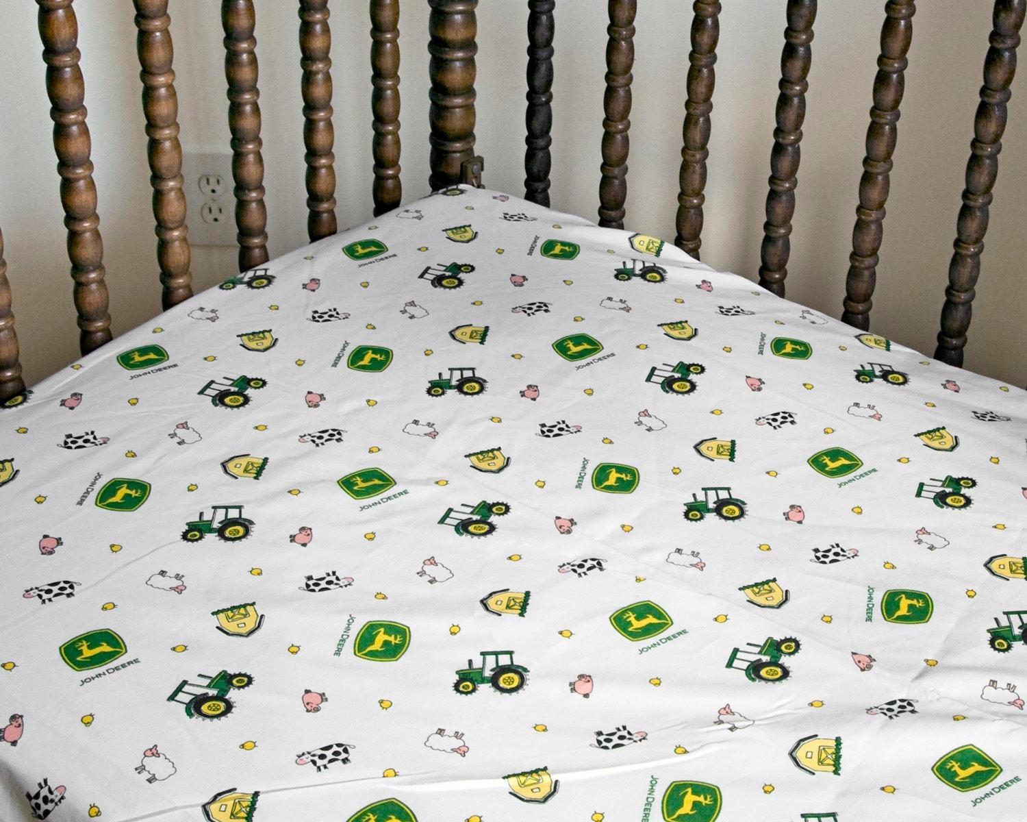 John Deere Tractor Crib Sheet with Farm Animals Etsy