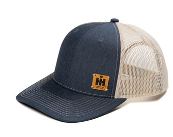 International Harvester IH Logo Hat, Denim with Tan Mesh Back and Off-Set Logo