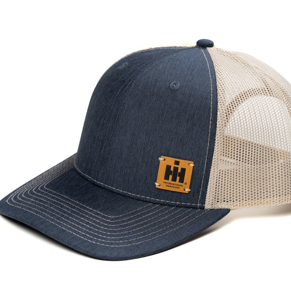 International Harvester IH Logo Hat, Denim with Tan Mesh Back and Off-Set Logo