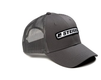 Youth-Size Steiger Tractor Logo Hat, Gray Mesh