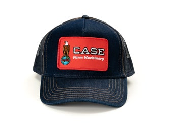 Case Farm Machinery Eagle Logo Hat, Denim Mesh Trucker Style