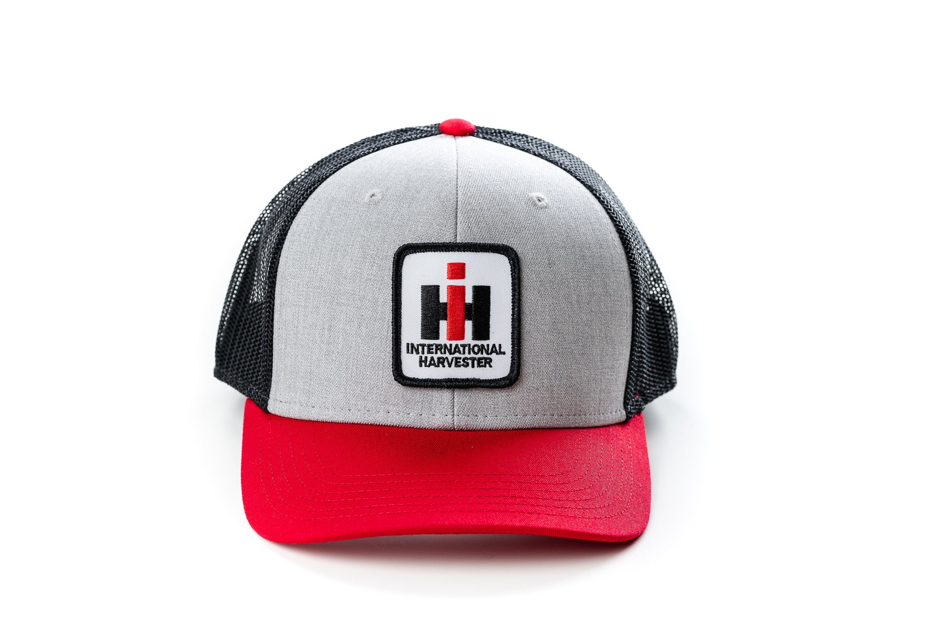 International Harvester IH Logo Hat, Heather Gray With Red Brim and ...