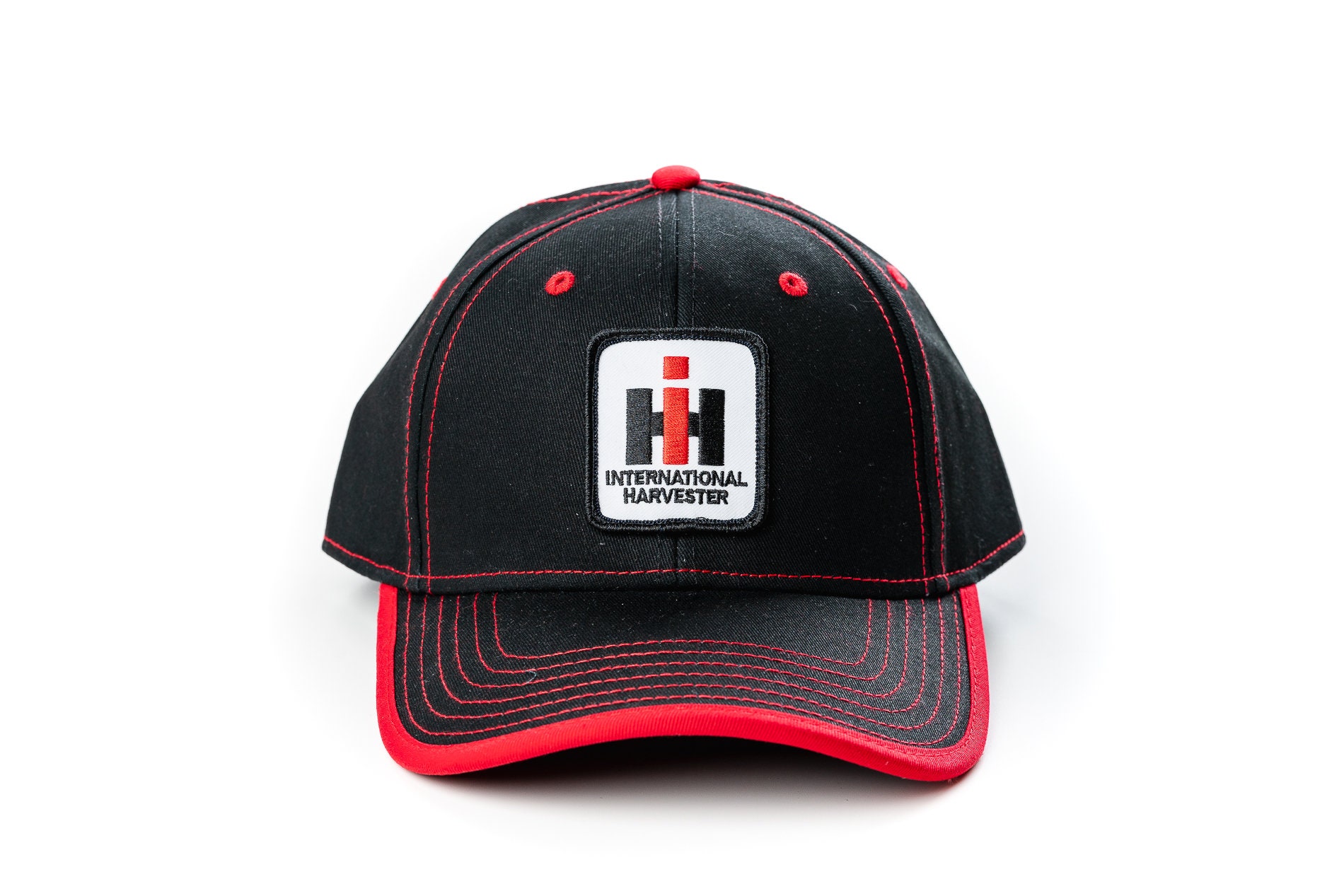 International Harvester Logo Hat – Red Cotton Canvas, Adjustable Baseball Cap, Size L