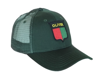 Oliver Tractor Logo Hat, green mesh, vintage split-shield logo