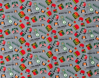 Oliver Tractor Fabric, Logo Toss, Dark Gray