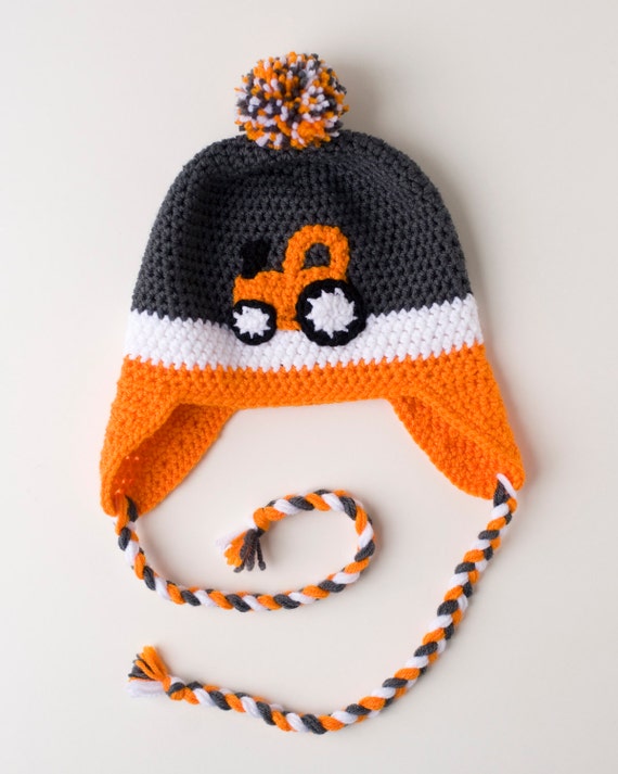 Tractor Hat for Babies and Toddlers Orange Tractor Etsy