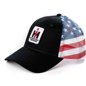 International Harvester IH Logo Hat Black With Flag Mesh Back | Etsy